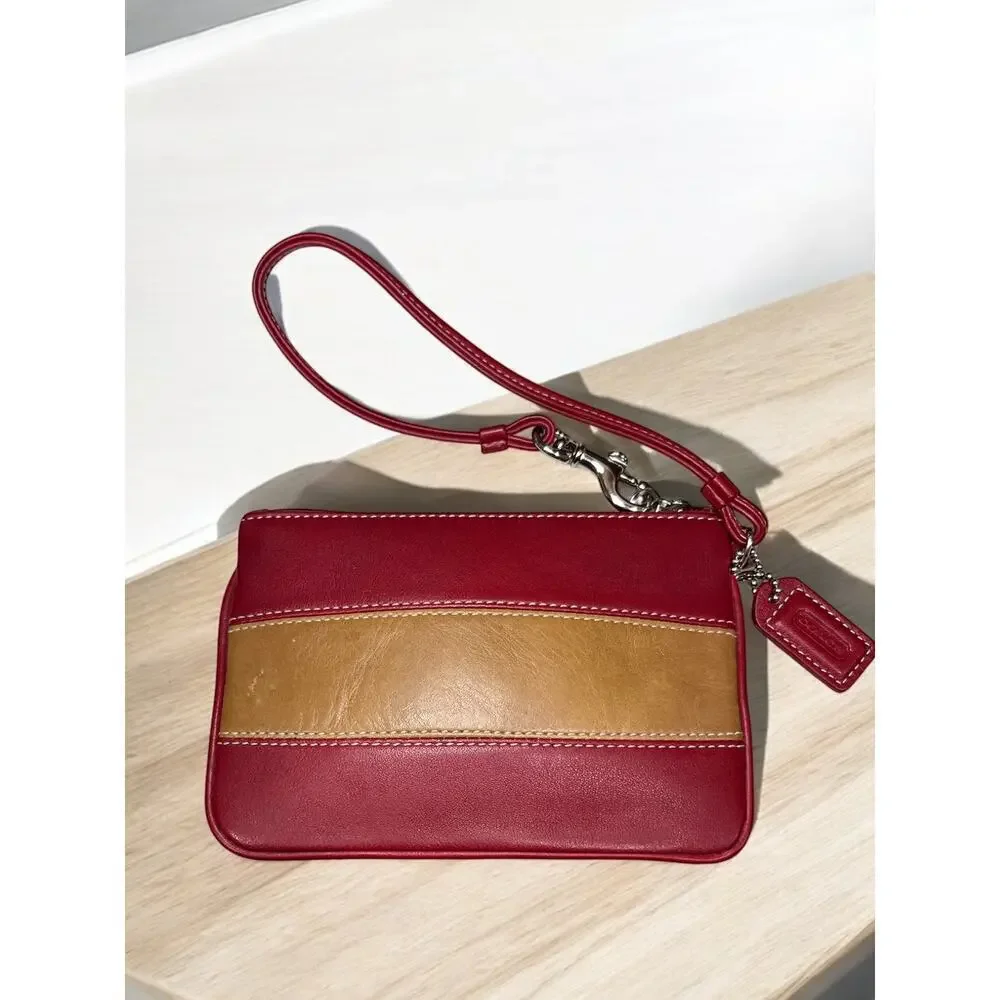 Vintage Coach 9348 Leather Rugby Stripe Tote Bag & Skinny Wristlet
